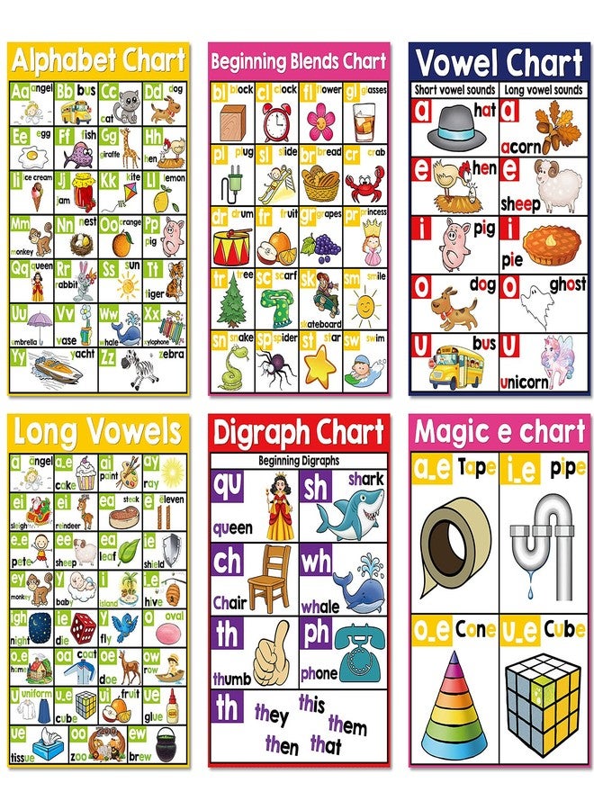 Yisong 13 Pcs English Phonics Poster Language Charts Learning Vowels Posters Alphabet Bulletin Board Set Wall Decoration (16 x 11 Inch) - Image 4